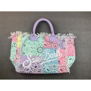 MC2 Saint Barth Women One Size Multi-color Bandana Print Tote Bag Fringed
